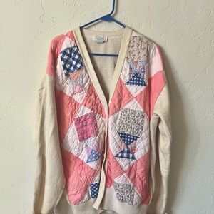 80s 90s handmade patchwork cardigan. Size M/L